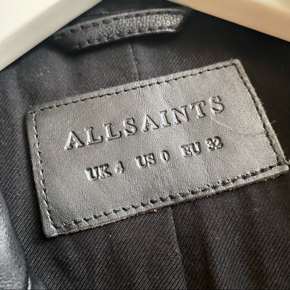 All Saints Black Leather Balfern Biker - Size UK 6 - Picture 5 of 12